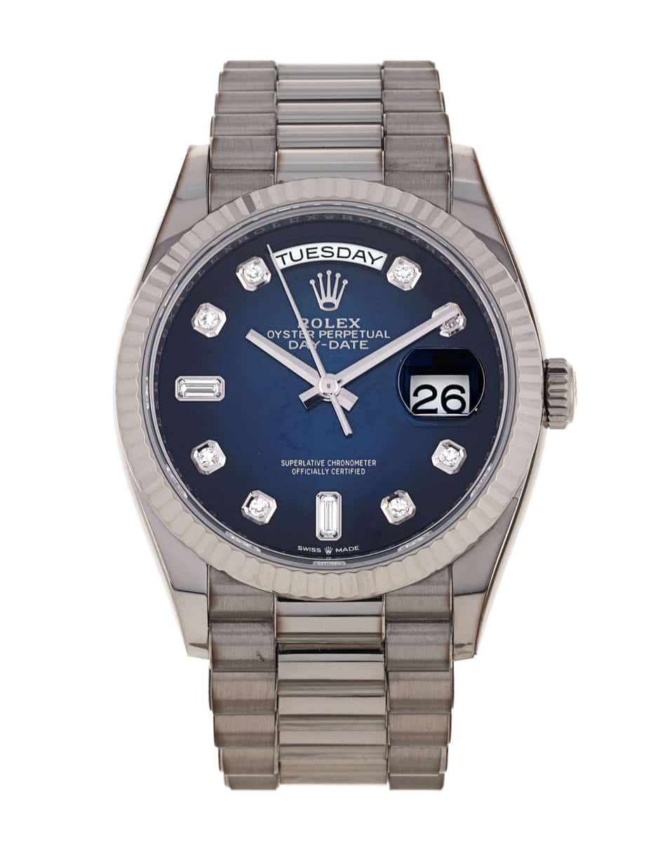 Rolex Day Date 36 Blue Diamond Dial Bracelet Strap